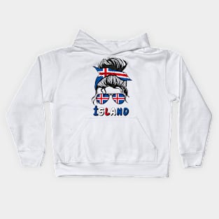 Island Iceland Flag Girls Icelandic Girl Kids Kids Hoodie